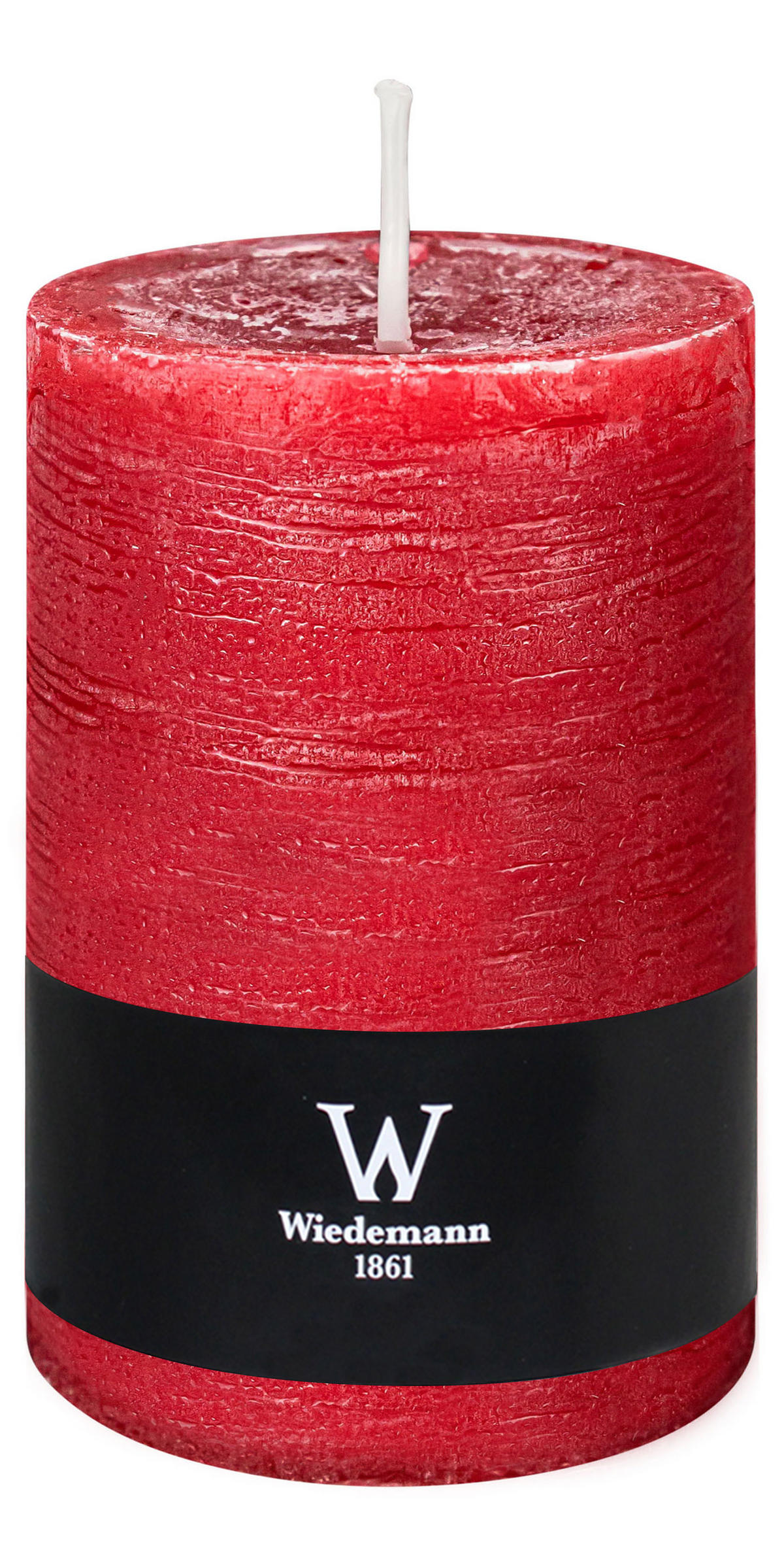 STUMPENKERZE Rustik Marble Style Rubin Rot 140 x Ø 98 mm, 1 Stück - Rot, Paraffin (14cm) - Wiedemann Kerzen