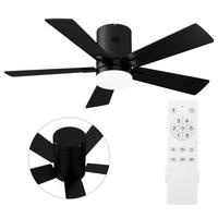 DECKENVENTILATOR mit LED-Licht, 106,6 cm, Schwarz, 6 Stufen & Timer - Schwarz, Metall (106.6/106.6/28cm) - EuroLiving