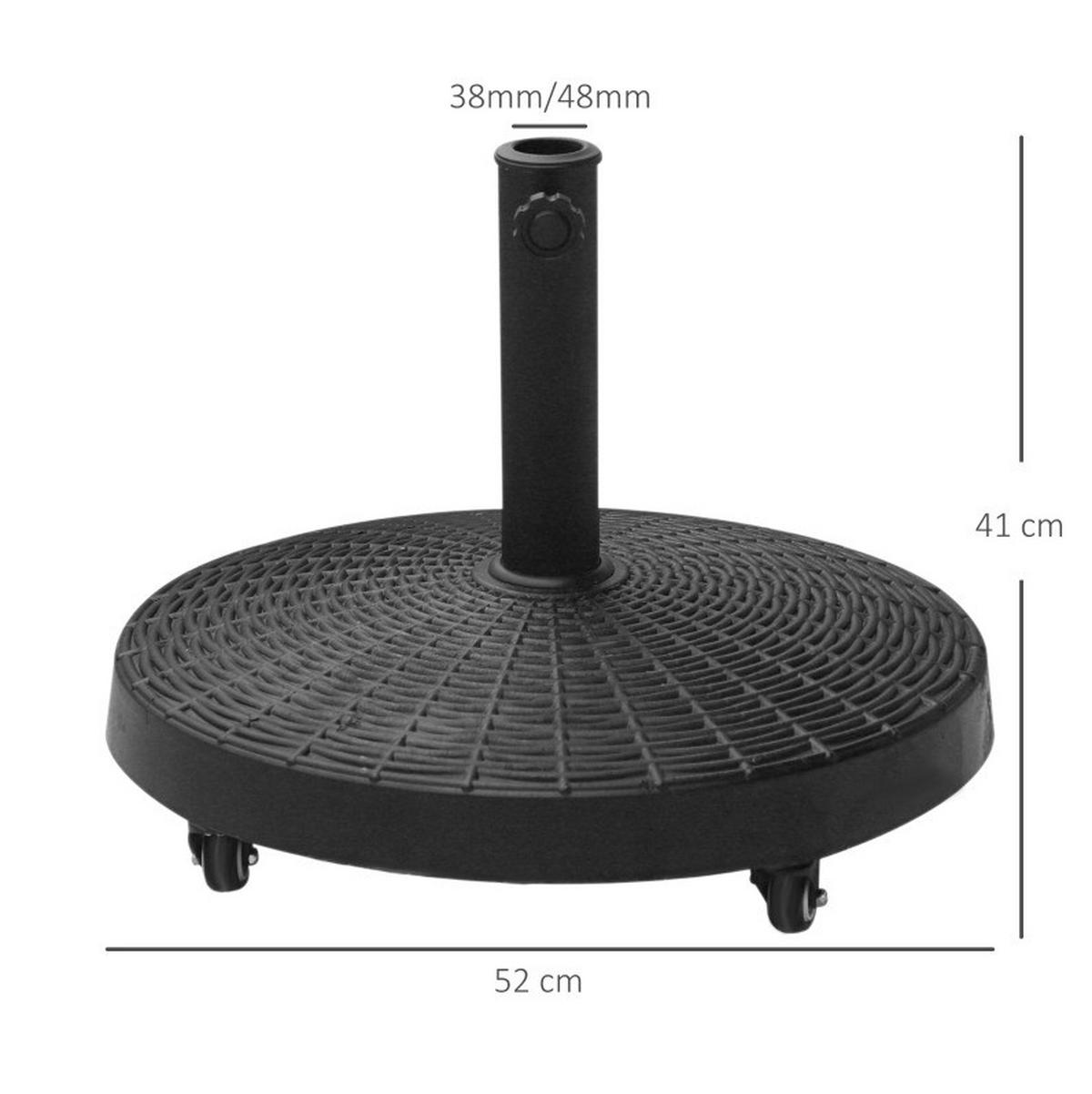 SONNENSCHIRMSTÄNDER 52/52/41 cm schwarz aus Metall mit Rollen - Schwarz, Metall (52/52cm) - OKWISH