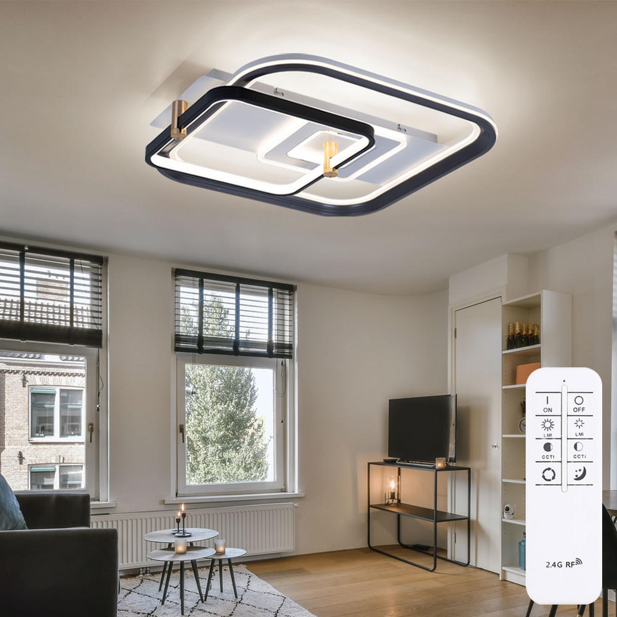 LED DECKENLEUCHTE Metall Schwarz opal - Schwarz, Metall (52/48/9.5cm) - Globo Lighting