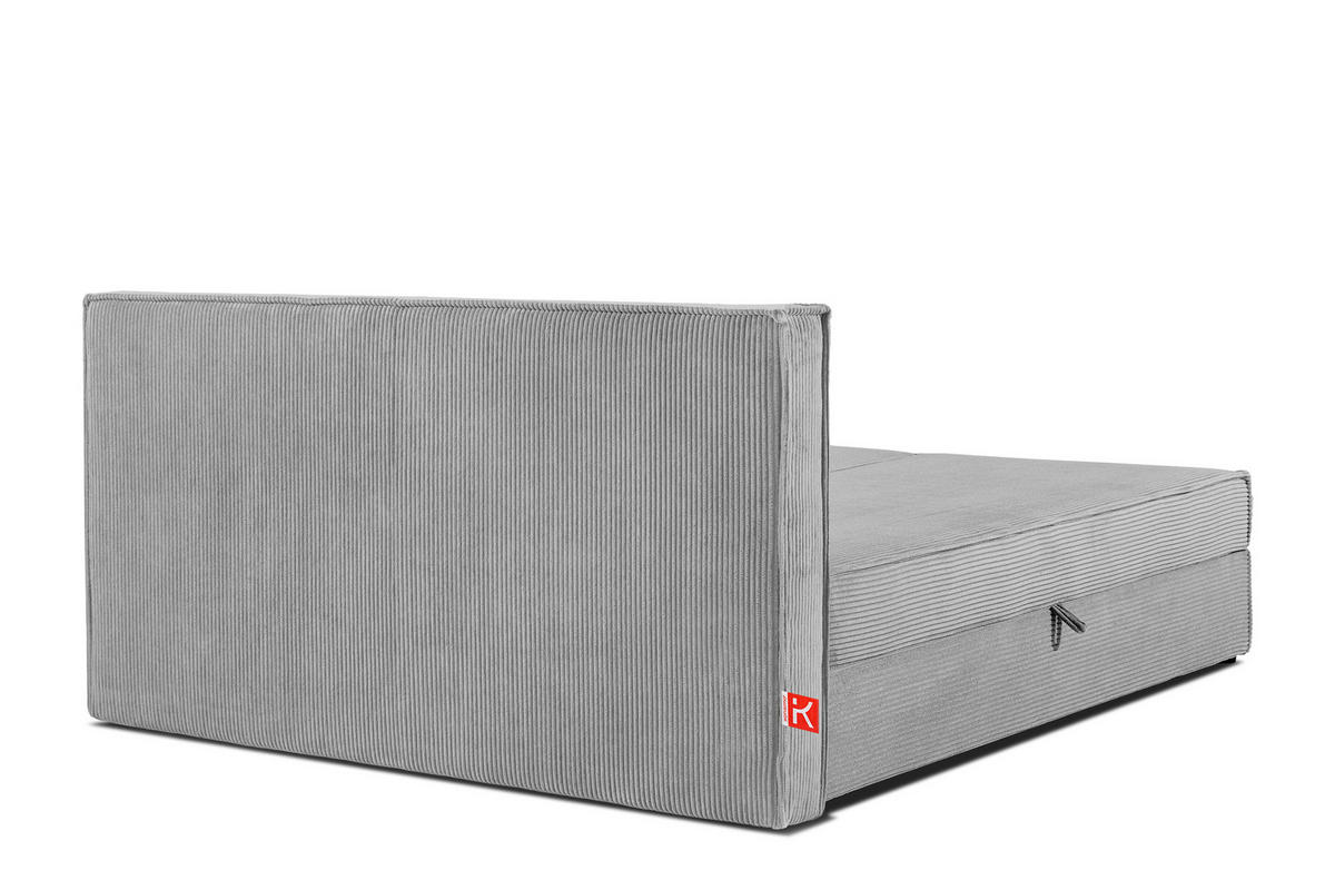 BOXSPRINGBETT ROTI mit Stauraum, hellgrau - Hellgrau/Schwarz, Holz/Holzwerkstoff (180/200cm) - KONSIMO®