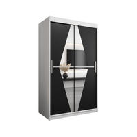 SCHWEBETÜRENSCHRANK 200/120/62 2-türig - Silberfarben/Schwarz, Holz/Kunststoff (120/200/62cm) - Abiks Möbel