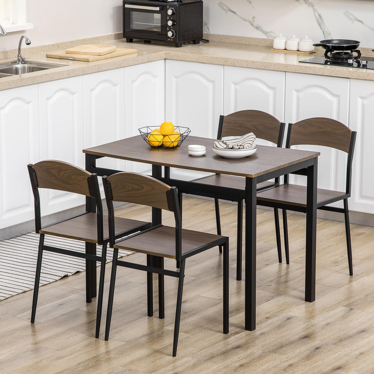 ESSZIMMER-SET, rechteckig 100×63cm 5-teilig, natur - Braun, Holzwerkstoff (63/76.5/100cm) - Vallsero