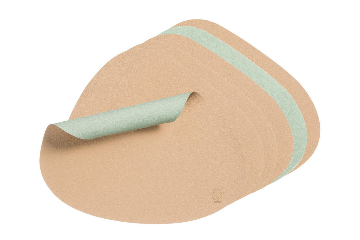 TISCHSET - 6er-Set - Recyceltes Leder in Blassrosa und Blassgrün - Pink, Textil (37/44cm) - Björn