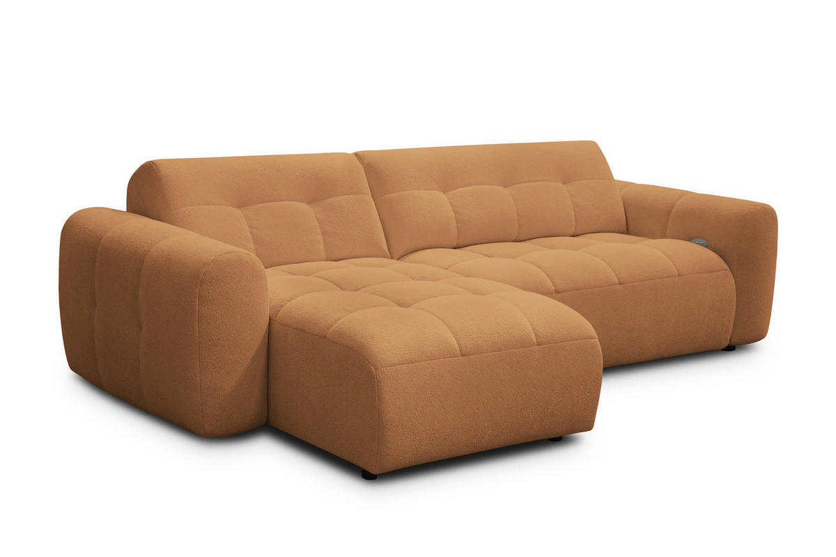ECKSOFA LUMERO 4-Sitzer LINKS, orange - Schwarz/Orange, Holz/Textil (275/166cm) - Courtois Laville