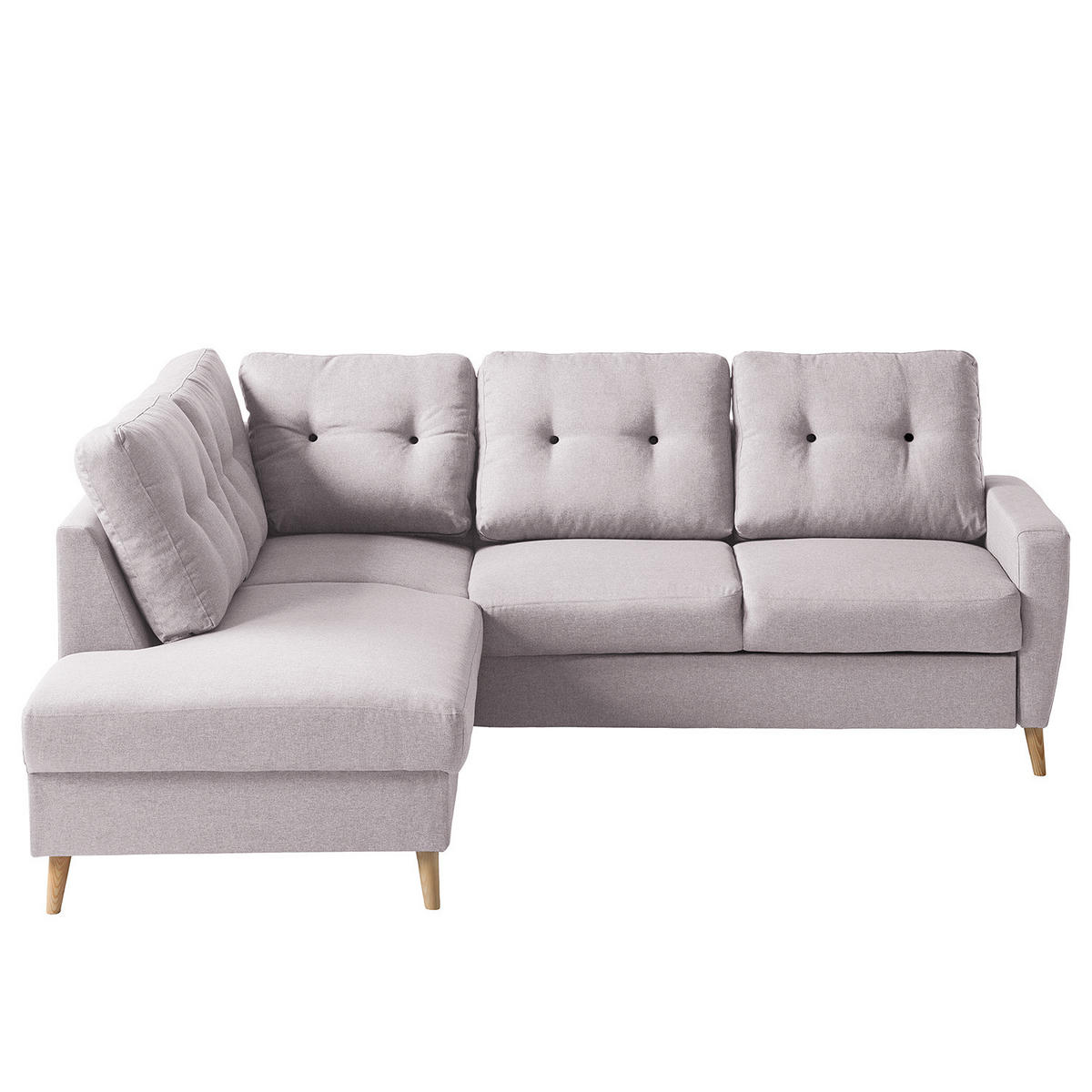 ECKSOFA mit Ottomane - Webstoff - Hellbraun/Hellrosa, Holz/Textil (230/200cm) - home24