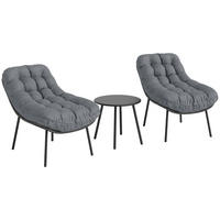 GARTENSET DE-13629 mit 15 cm dicken Kissen und Tisch Grau - Grau, Metall - ComfortXL