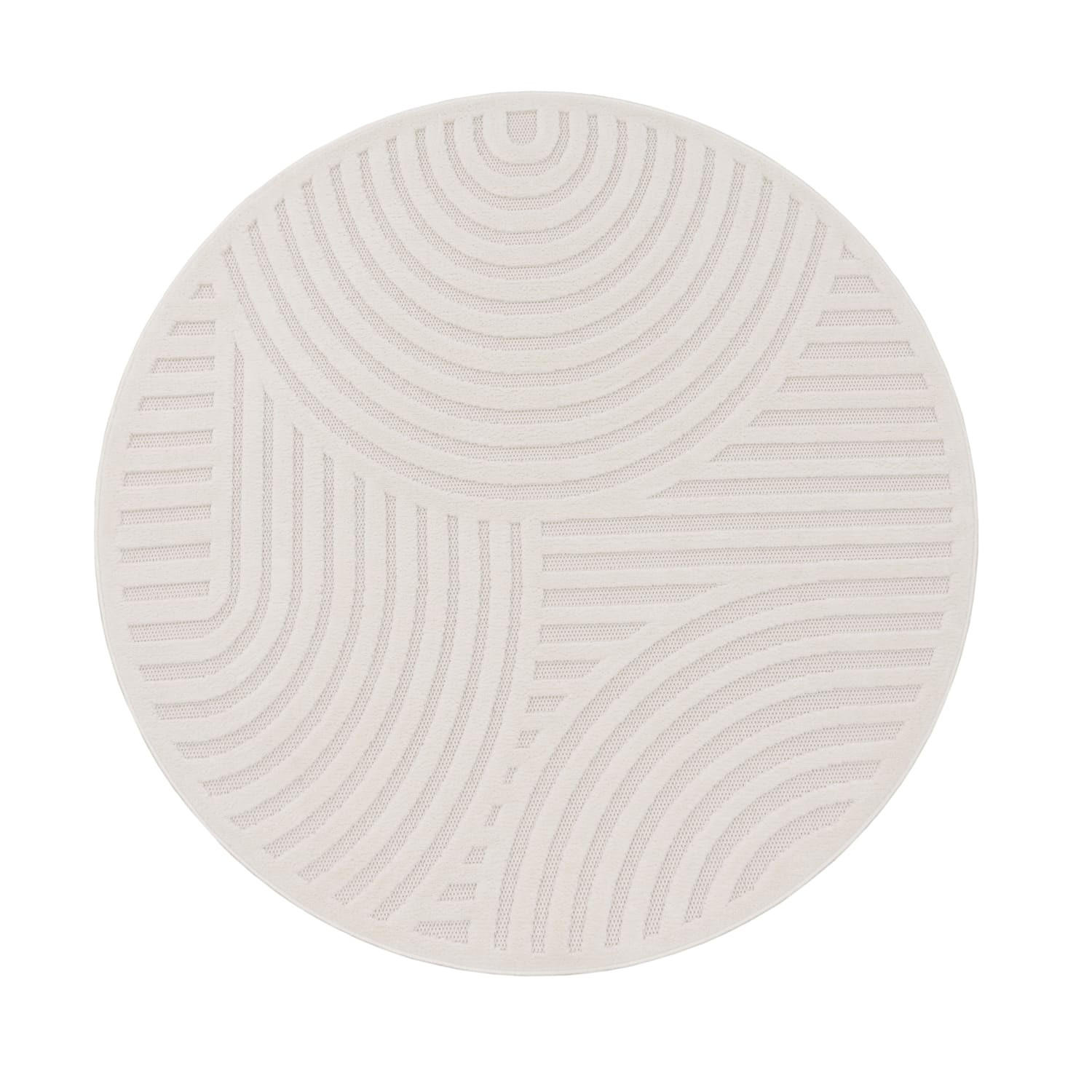 TEPPICH Kurzflor Struktur Wohnzimmer schmutzabweisend Creme Rund 120D - Beige, Textil (120/120cm) - KADIMA DESIGN