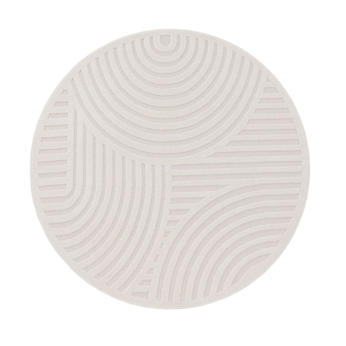 TEPPICH Kurzflor Struktur Wohnzimmer schmutzabweisend Creme Rund 120D - Beige, Textil (120/120cm) - KADIMA DESIGN