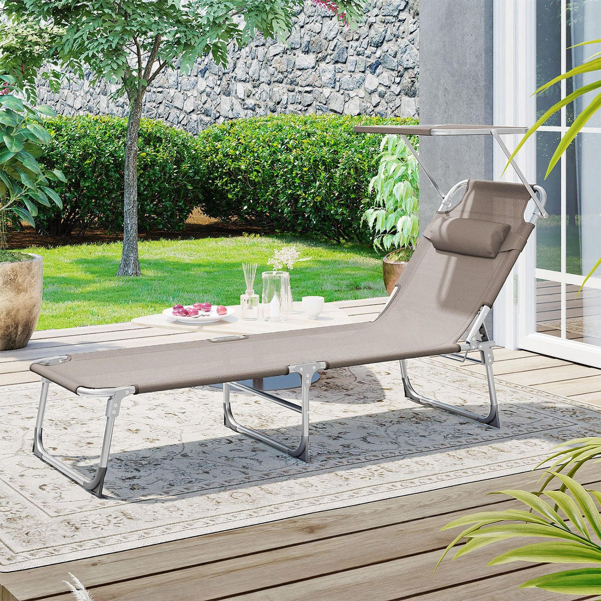 SONNENLIEGE GARTENLIEGE - Taupe, Textil (193/30/53cm) - Hansiro