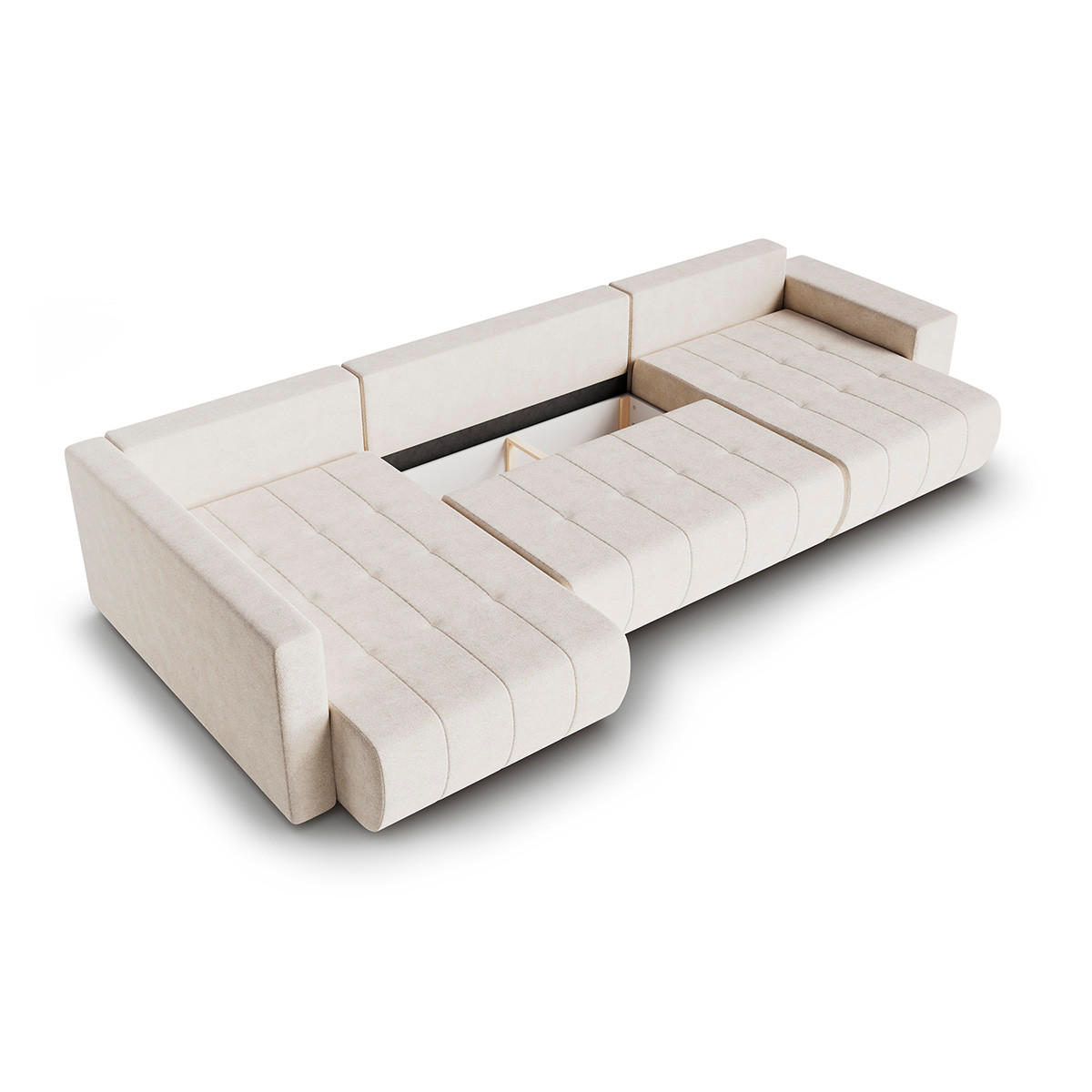 PANORAMASOFA Sergio 5 Sitzplätze Beige - Beige, Holz (392/82/185cm) - Petits-meubles