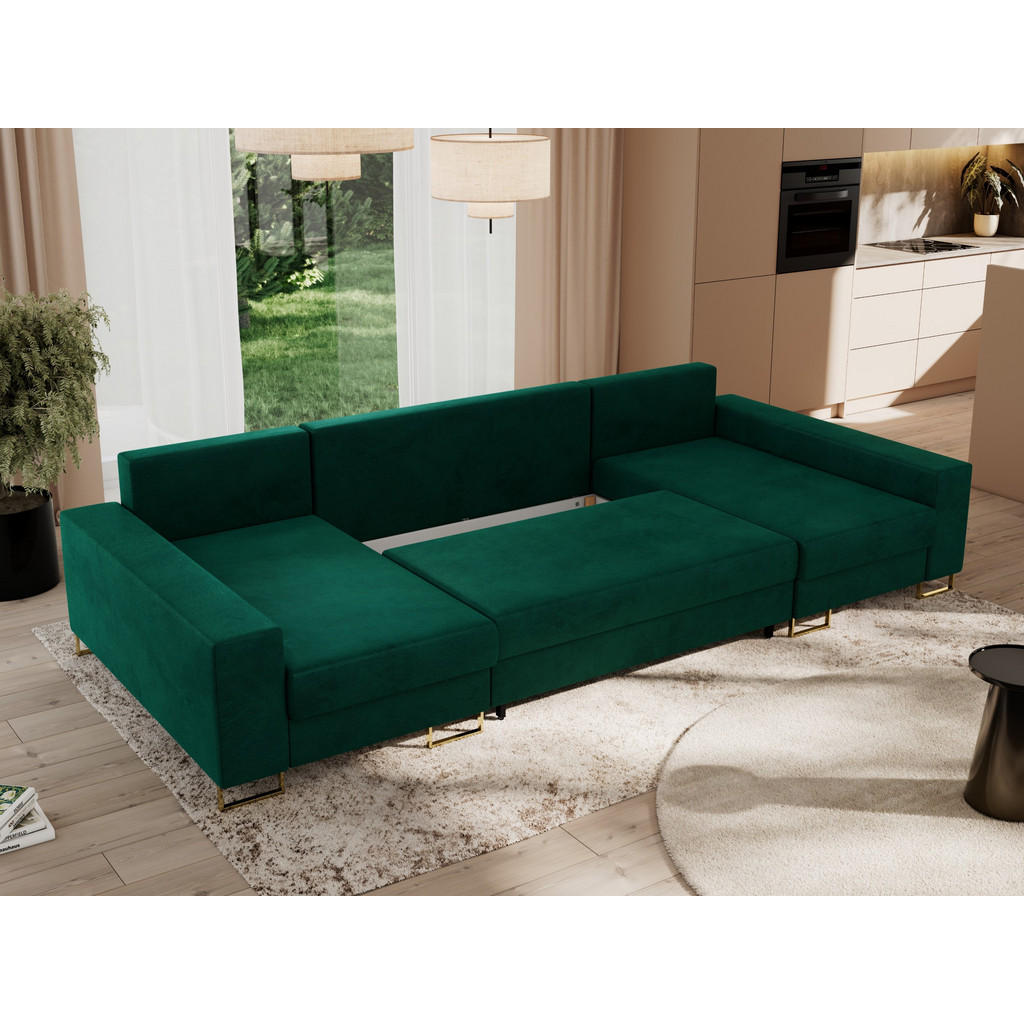 Thumbnail - MKS Wohnlandschaft, Dunkelgrün, Textil, 5-Sitzer, U-Form, 312x95x138 cm, Wohnzimmer, Sofas & Couches, Wohnlandschaften, ...