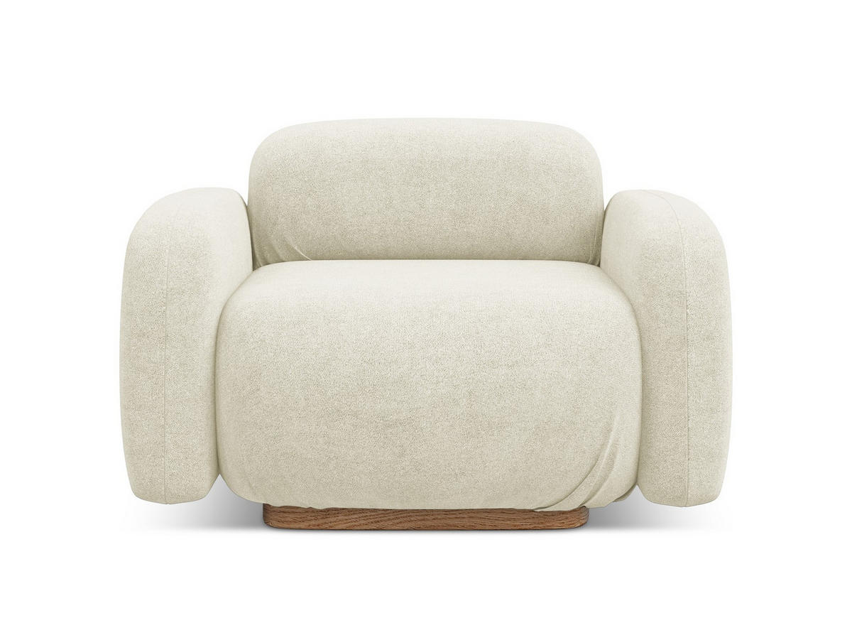 SESSEL Bouclé Stoff Weiß - Weiß/Braun, Holz/Textil (110/73/95cm) - Makamii