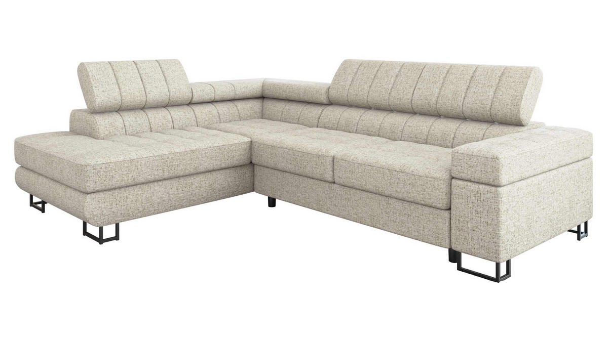 ECKSOFA Laris Premium, Seite: Links - Sandfarben/Schwarz, Holz/Textil (271/203cm) - MIRJAN24