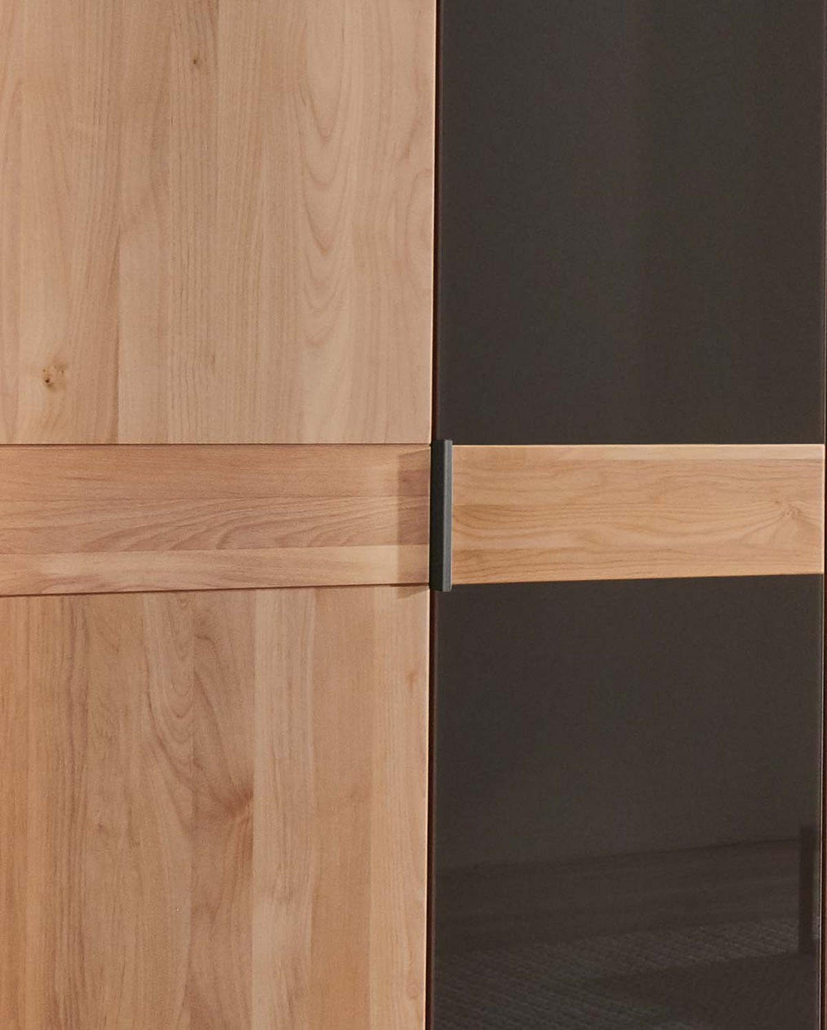 SCHLAFZIMMER Arden mit teilmassiver Erle und Mocca-Glas 4-teilig mit Drehtürenschrank, Doppelbett 180x200cm, zwei Nachttische - Braun, Holzwerkstoff (80/200/120cm)