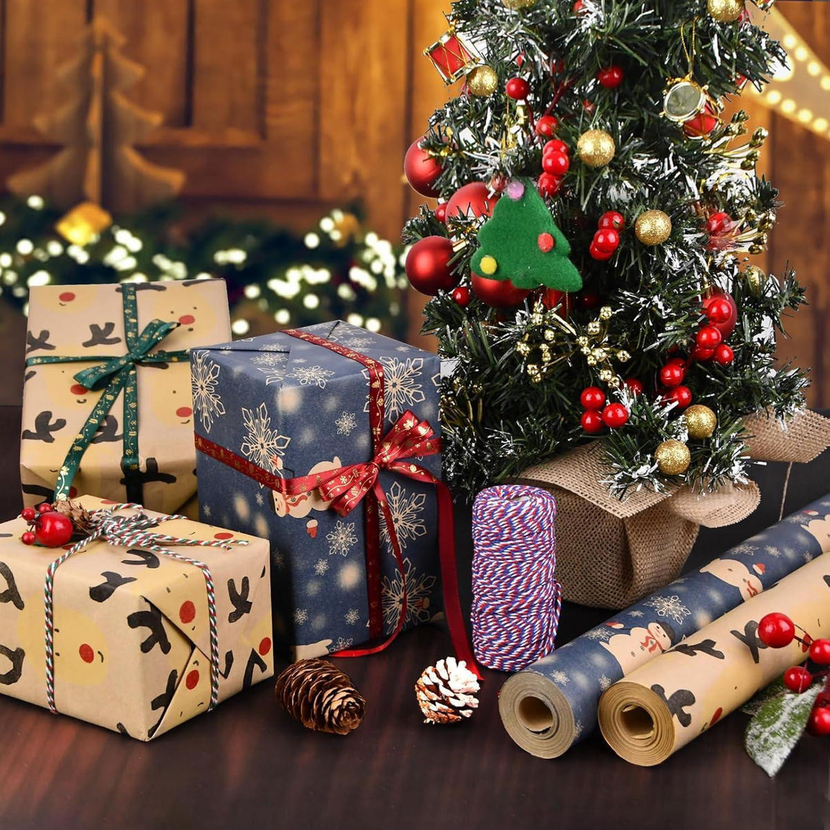 GESCHENKPAPIER 2-teiliges Set 43 cm x 15 m Weihnachten - Multicolor, Papier (43/0.1/1500cm)