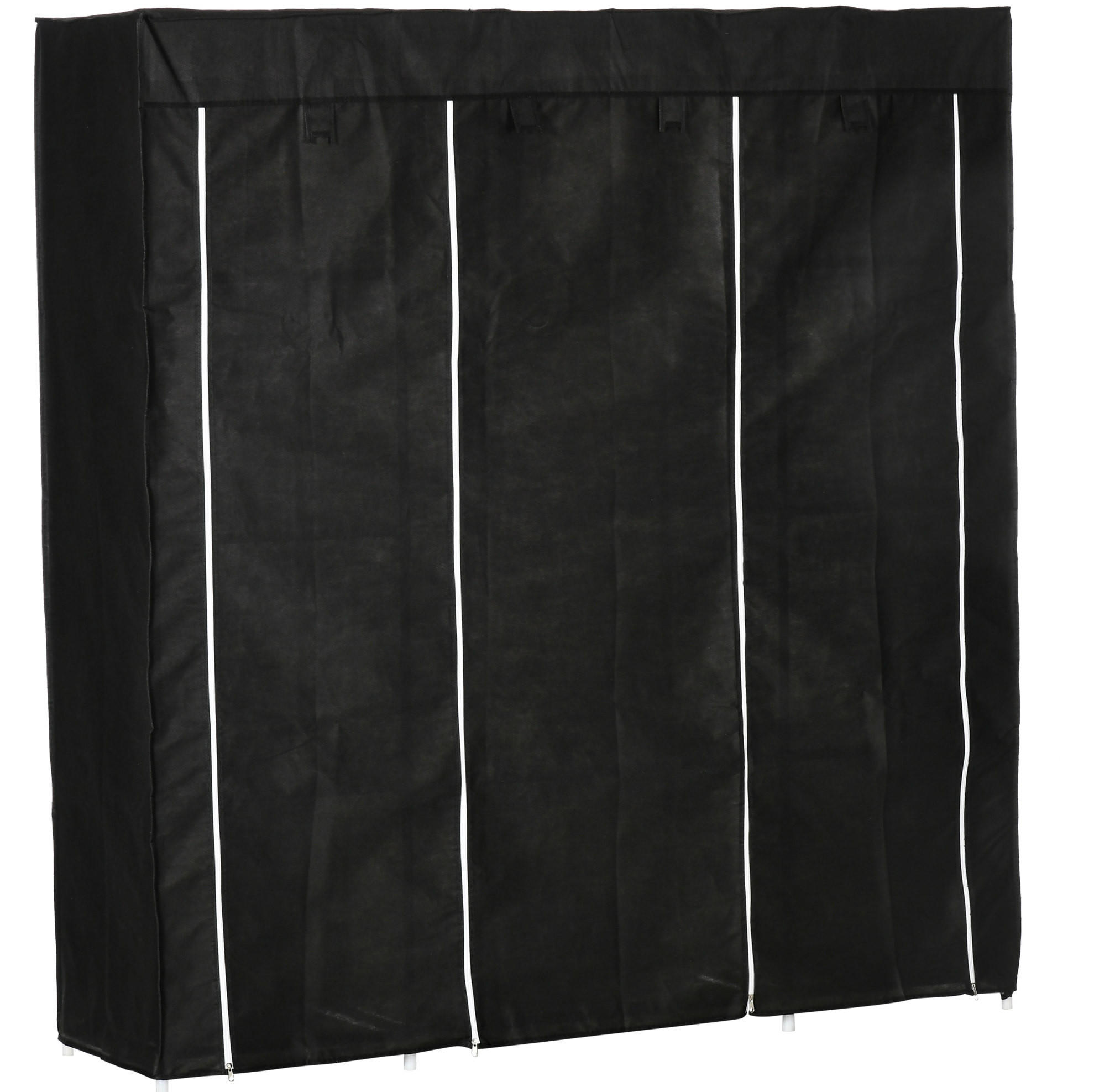KLEIDERSCHRANK 150/162,5/43 cm Schwarz aus Stahl mit Reißverschluss - Schwarz, Metall (43/162.5/150cm) - OKMYHOME