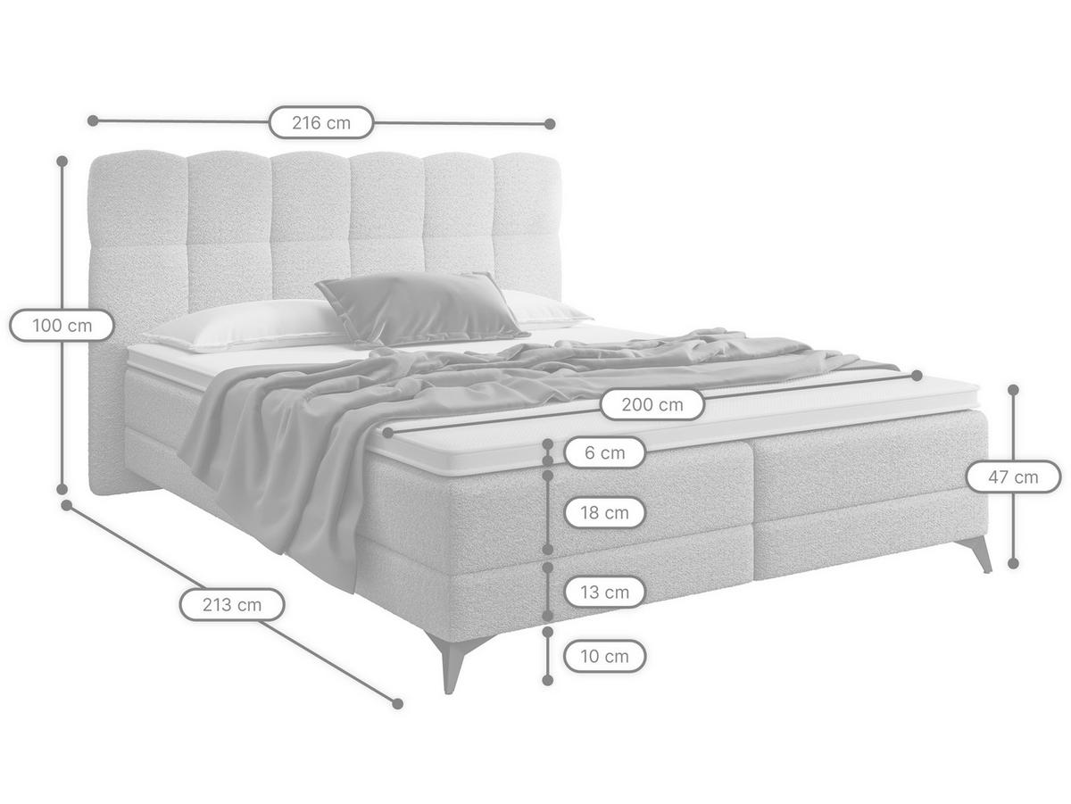 BOXBETT Madison 6 Beige 200/200 H2/H3 Boucle - Beige/Schwarz, Textil/Metall (200/200cm) - wonello