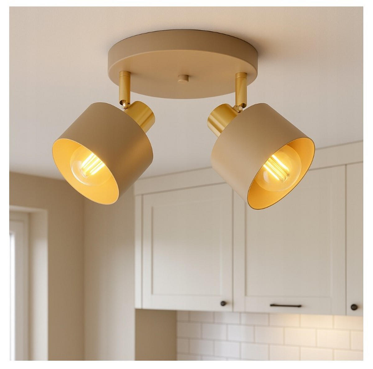 DECKENLEUCHTE Ecru - Beige/Goldfarben, Metall (30/30/21cm) - kiki design