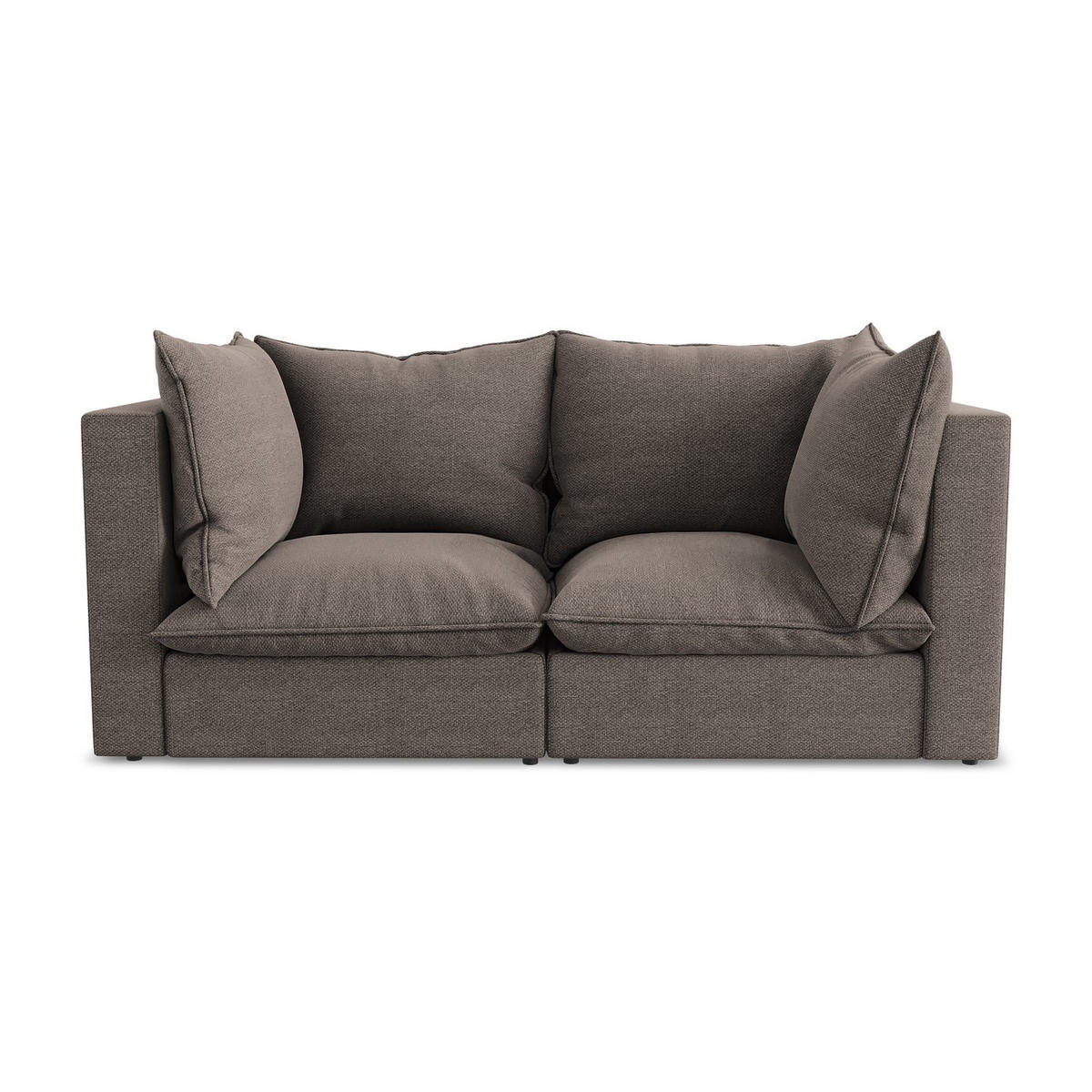 2-SITZER-SOFA Bouclé Stoff Braun - Schwarz/Braun, Holzwerkstoff/Kunststoff (180/77/90cm) - LaMiaSofa