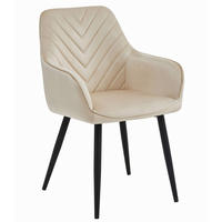 STUHL NEMI 1 Stück, Beige, Schwarz, mit Samtstoff gepolstert - Beige, Textil/Metall (54/84/61cm) - Komodee