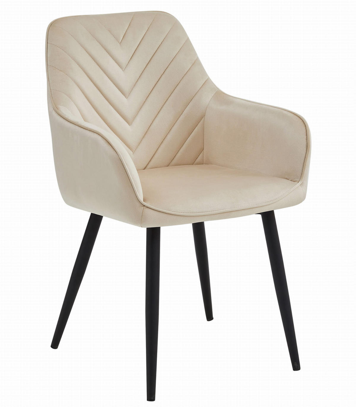 STUHL NEMI 1 Stück, Beige, Schwarz, mit Samtstoff gepolstert - Beige, Textil/Metall (54/84/61cm) - Komodee