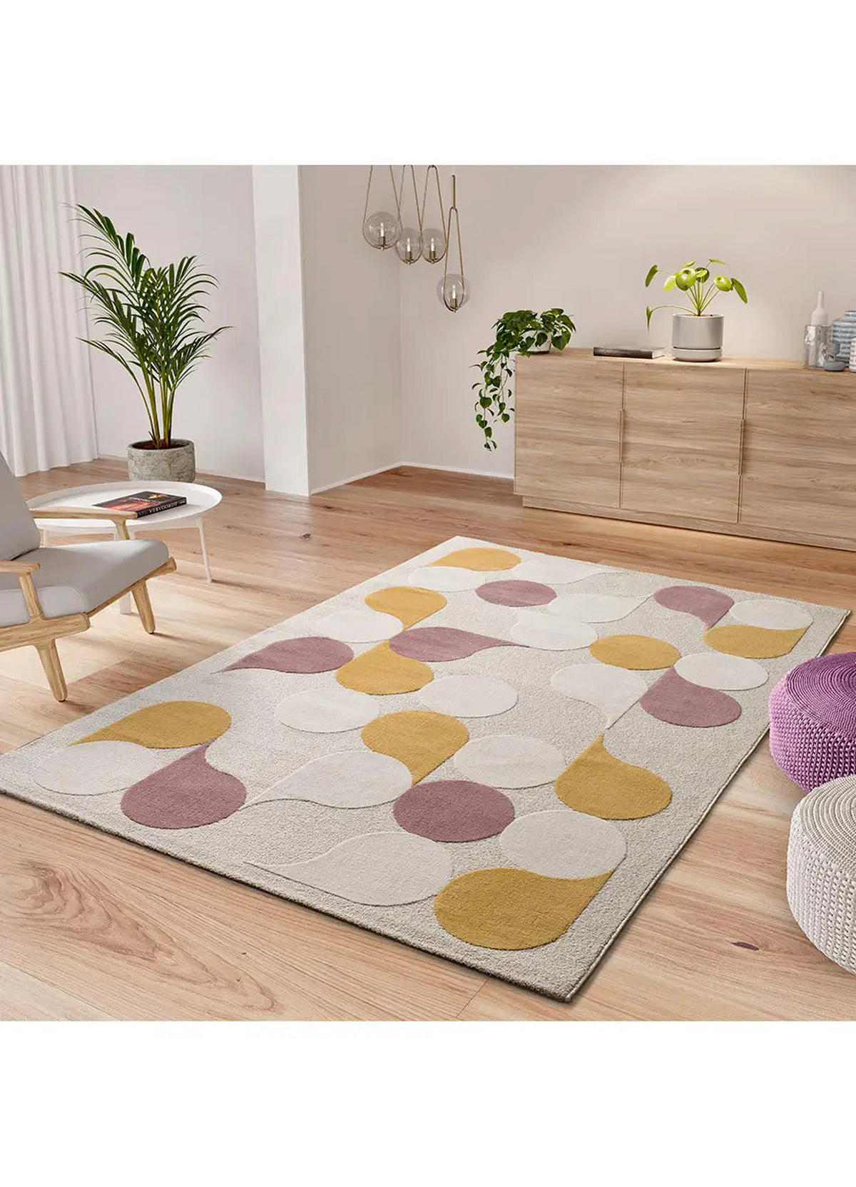 KURZFLORTEPPICH Mehrfarbig Flashy 120/170 cm - Pink/Dunkelgelb, Naturmaterialien/Textil (120/170cm) - Atticgo