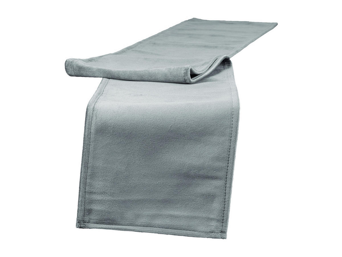 TISCHBAND Samt&Sonders stein-grau 140/18 cm - Grau, Textil (18/140cm) - beties Heimtextil