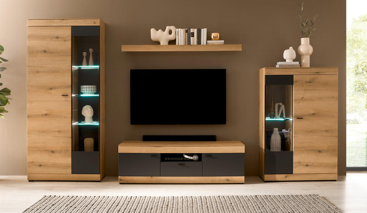 WANDBOARD in Evoke Eiche, Wandregal 150 cm - Kaschmir/Eichefarben, Holzwerkstoff (150/8/20cm) - Furn.Design