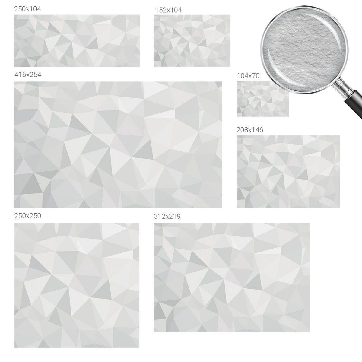 FOTOTAPETE 104x70 cm - Dreieckiges Mosaik - Weiß, Textil (104/70cm) - Wallfluent