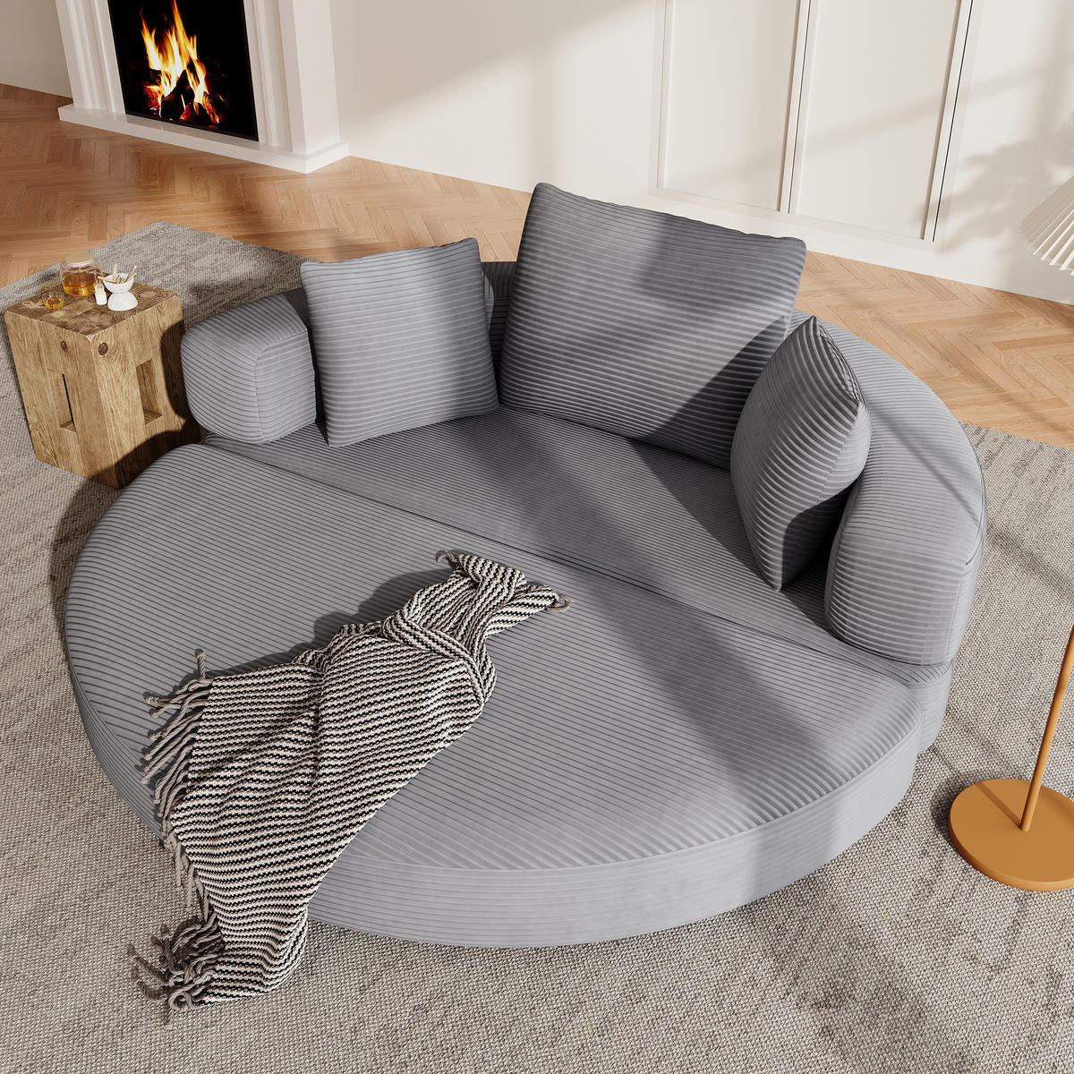 KLAPPSOFABETT Cord Samt-Optik 2-in-1 Sofa und Bett Grau 173/176/40 cm - Grün, Textil (176/40/173cm) - Redom