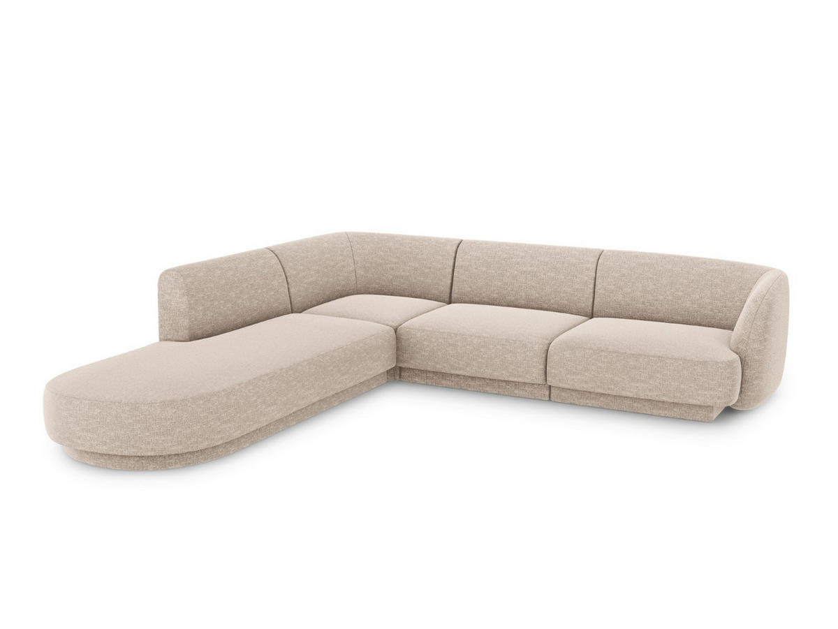 ECKSOFA links Miley aus Chenille-Stoff beige 6 Sitzplätze - Beige, Textil (248/255cm) - Micadoni