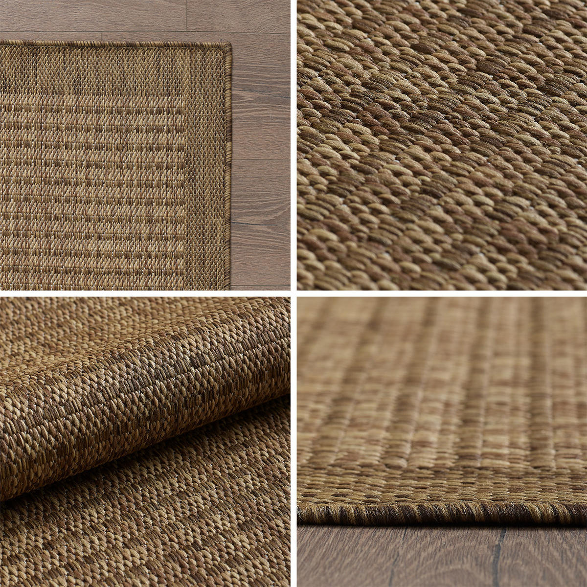 TEPPICH Outdoor Flachgewebe Uni-Farbe Polypropylen Balkon Braun Rund 160x160 - Braun, Textil (160/160cm) - KADIMA DESIGN