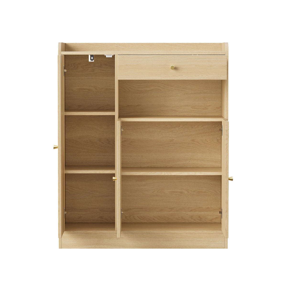 SCHUHSCHRANK mit 3 Türen und Schublade 90 x 35 x 110 cm Naturfarbe - Naturfarben, Holz (35/110/90cm) - Beauniv
