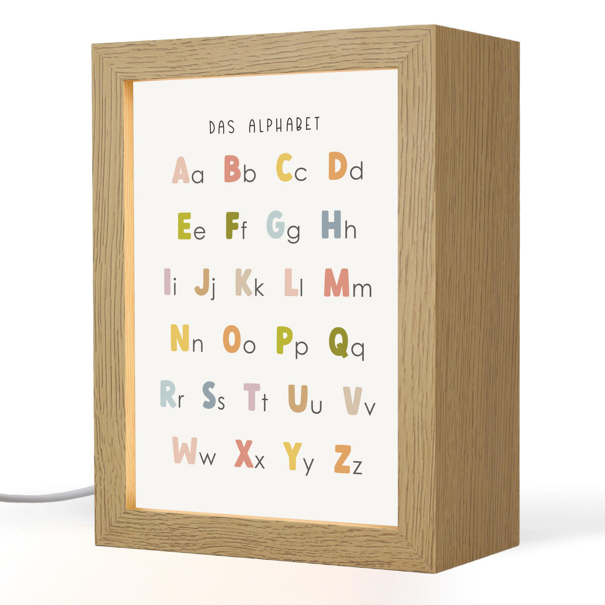 NACHTTISCHLAMPE Pädagogisch - Alphabet lernen - Farbenfroh - Weiß - Buchstaben 15x20 cm - Weiß, Holzwerkstoff (8/15/20cm)