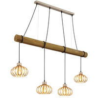 PENDELLEUCHTE CALDWELL Braun, 4-flammig, höhenverstellbar - Beige, Holz (125/20/150cm) - Globo Lighting