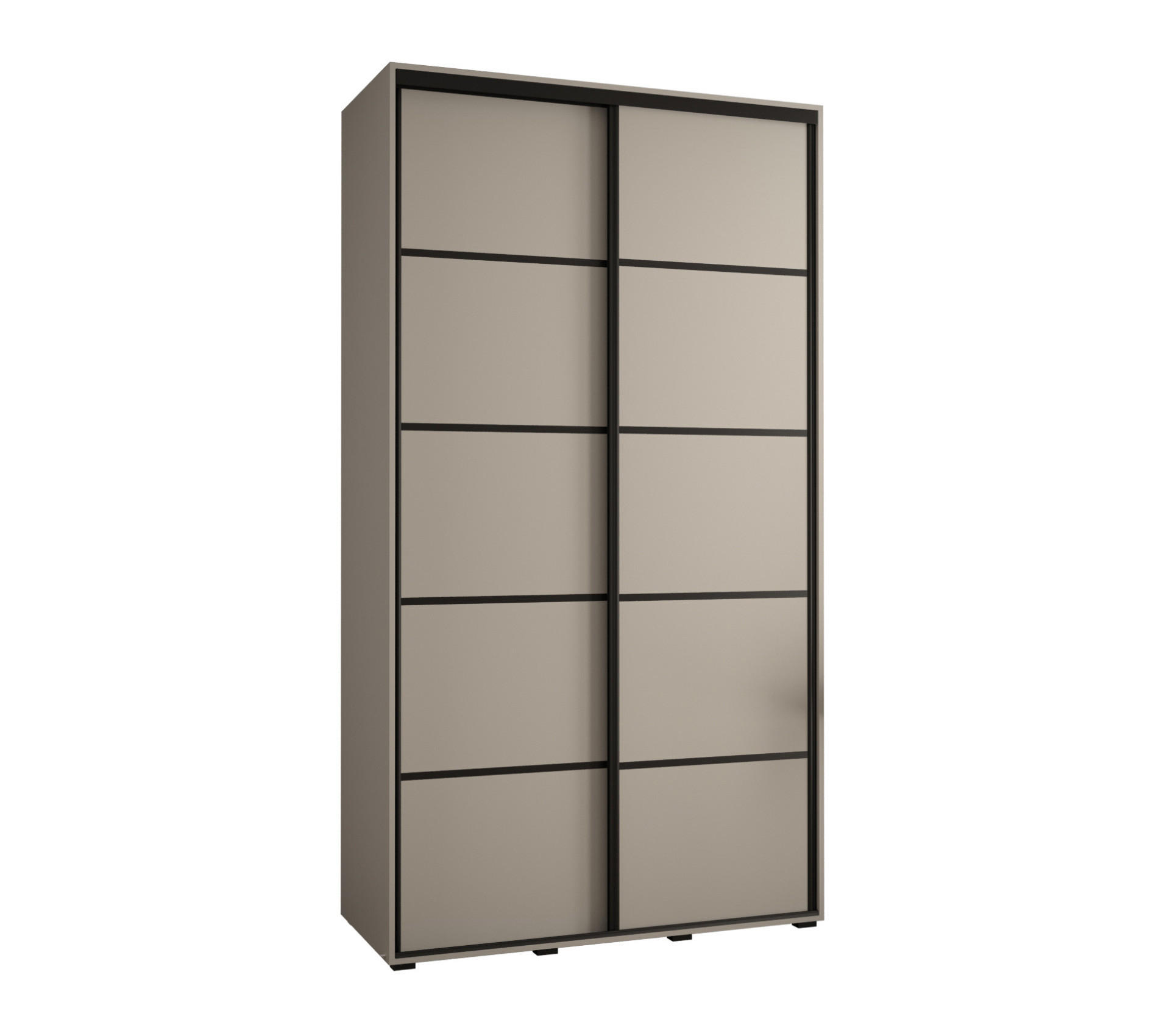 SCHWEBETÜRENSCHRANK 235,2/130/45 2-türig - Kaschmir/Schwarz, Holz/Metall (130/235.2/45cm) - MÖBEL KRYSPOL