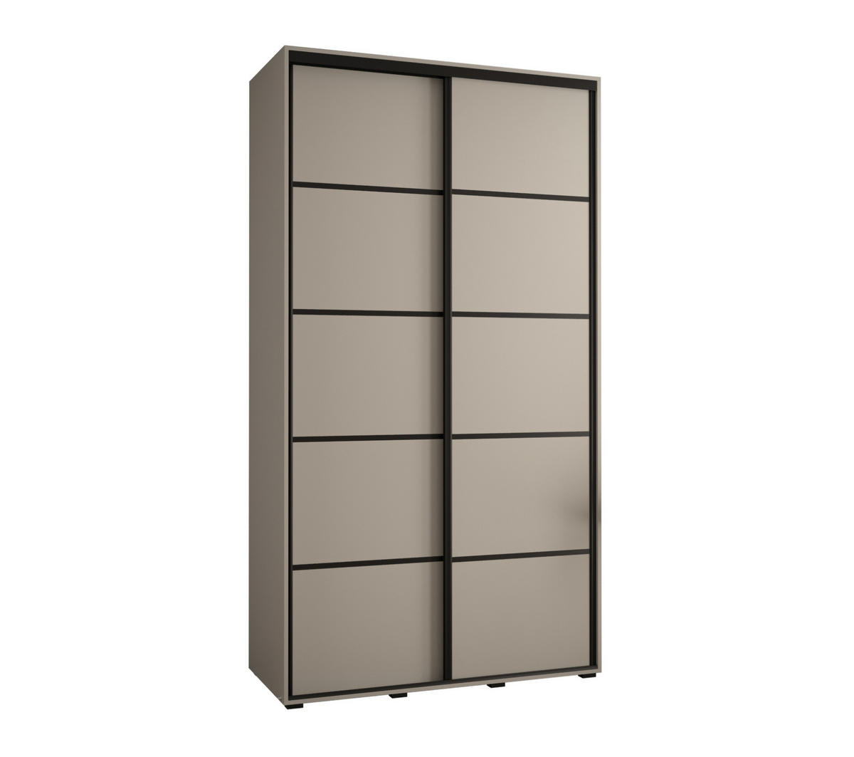 SCHWEBETÜRENSCHRANK 235,2/130/45 2-türig - Kaschmir/Schwarz, Holz/Metall (130/235.2/45cm) - MÖBEL KRYSPOL