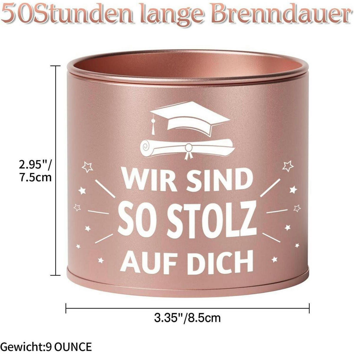 DUFTKERZE im Glas Lavendel mit Trockenblumen für Abschlussgeschenke - Rosa, Paraffin (7.5cm)