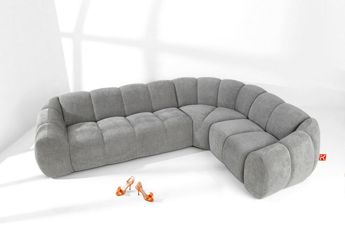 ECKSOFA RECHTS FLAVA, hell Aschgrau - Hellgrau, Holz/Holzwerkstoff (310/230cm) - KONSIMO®