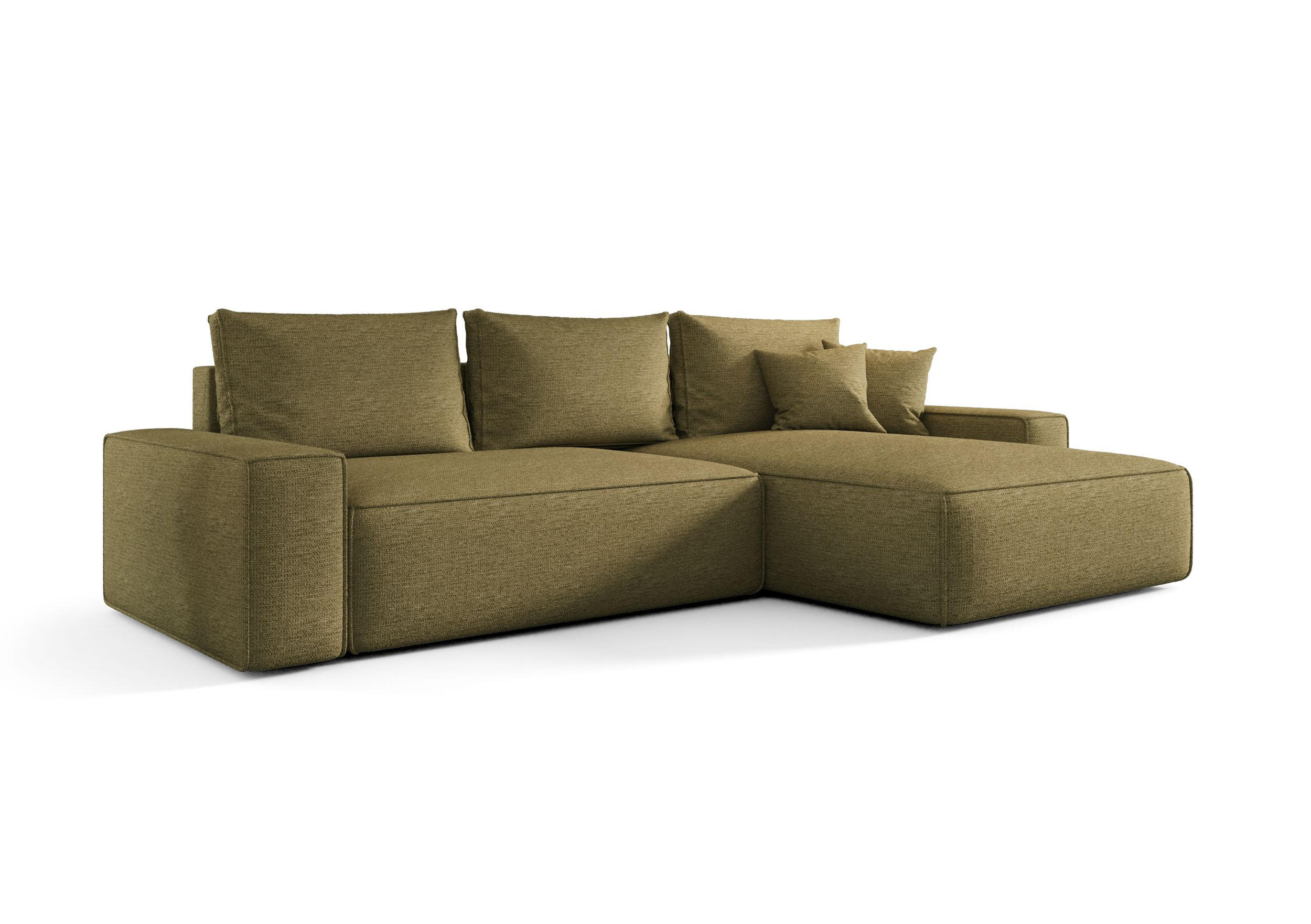 ECKSOFA MONA mit Schlaffunktion ARAGON 35 Rechts - Olivgrün, Textil (280/185cm) - Bedante