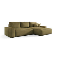 ECKSOFA MONA mit Schlaffunktion ARAGON 35 Rechts - Olivgrün, Textil (280/185cm) - Bedante