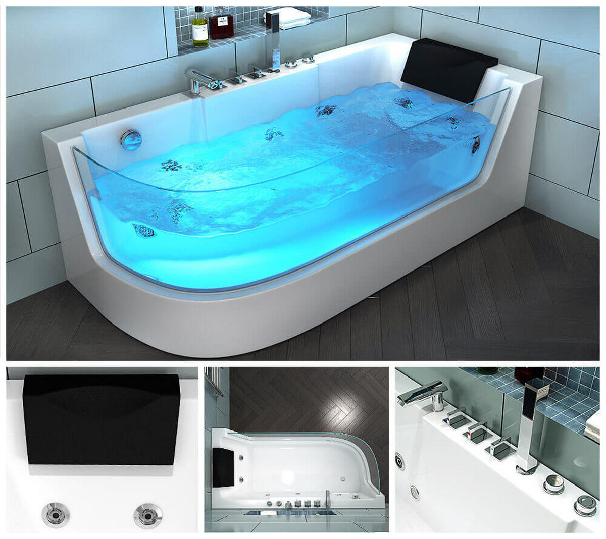 WHIRLPOOL CARICA - Links - Weiß, Keramik (170/59/80cm) - Home Deluxe