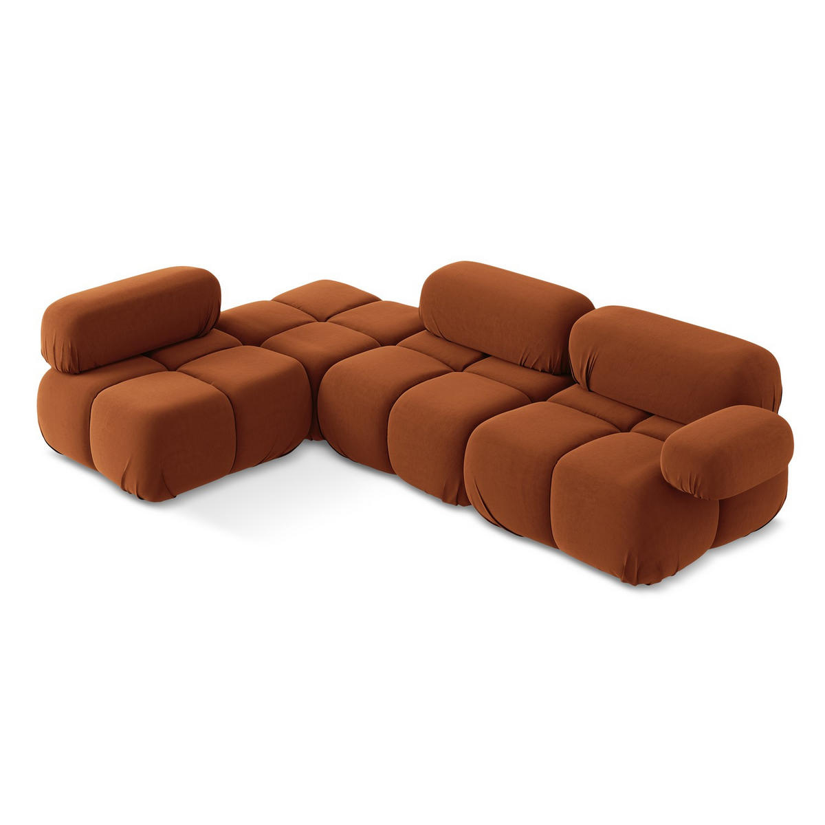 ECKSOFA Links Samt Stoff Orange - Beige/Terracotta, Kunststoff/Textil (190/285cm) - LaMiaSofa