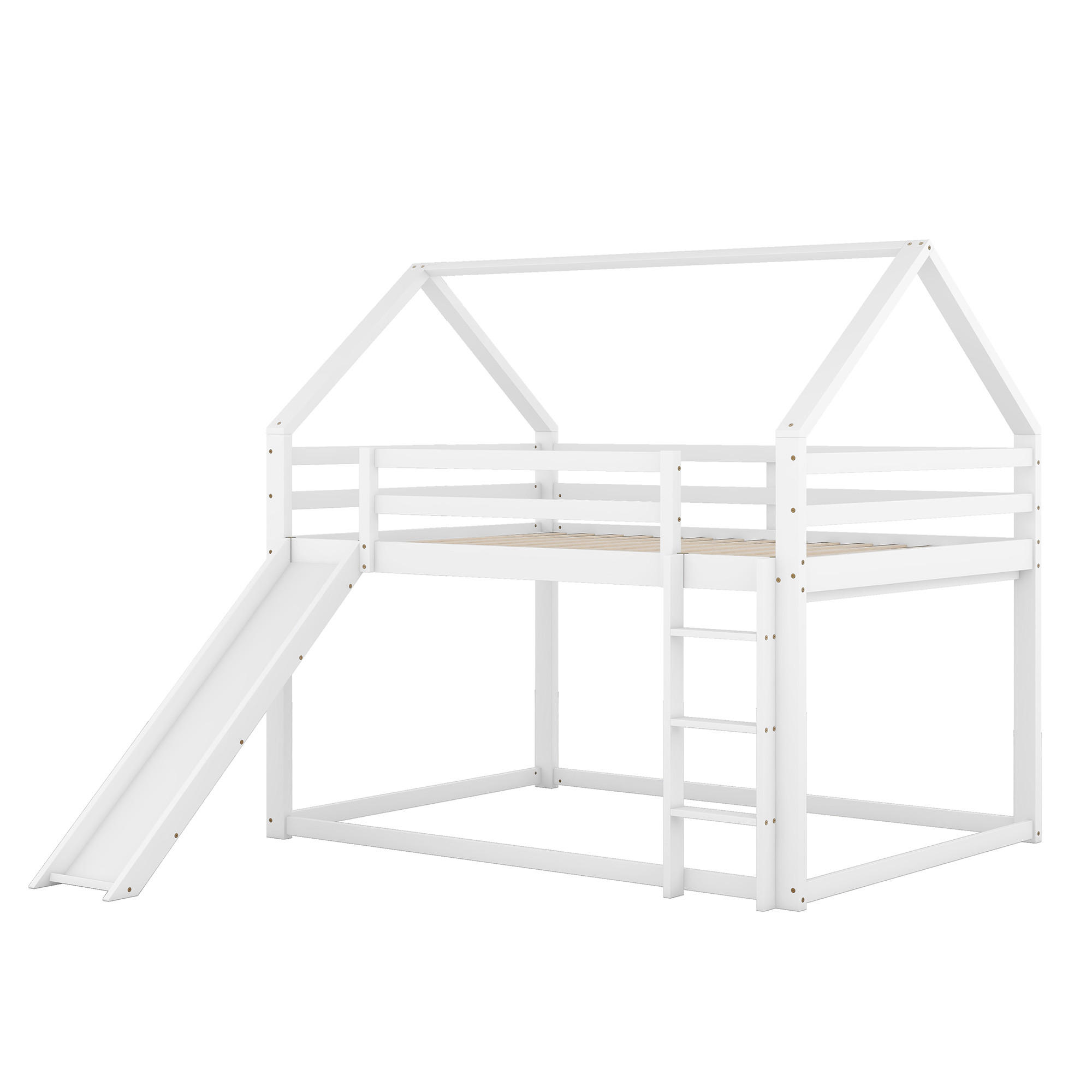 ETAGENBETT Hausbett mit Rutsche Weiß - Weiß, Holz (140/200cm) - ComfortXL