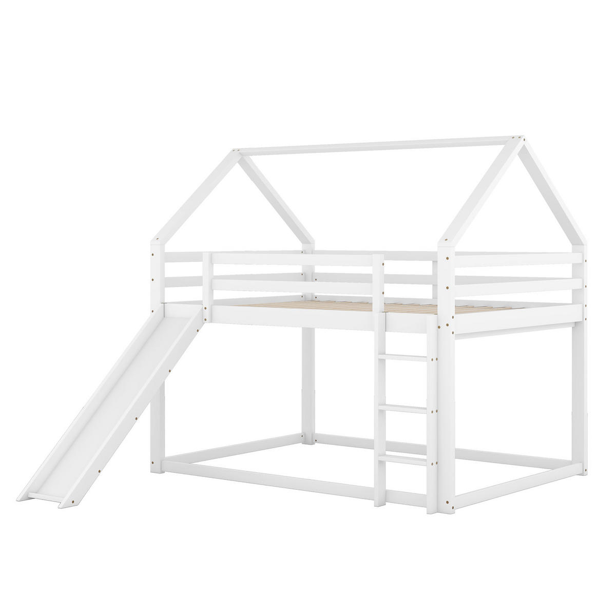 ETAGENBETT Hausbett mit Rutsche Weiß - Weiß, Holz (140/200cm) - ComfortXL