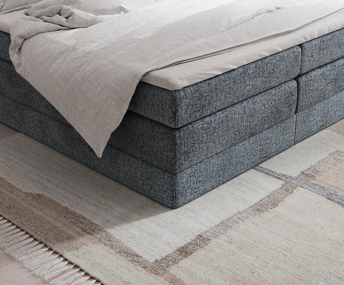 BOXSPRINGBETT Juniper Blau Grau 140/200 cm - Blaugrau/Schwarz, Holz/Holzwerkstoff (140/200cm) - Maison de Reve
