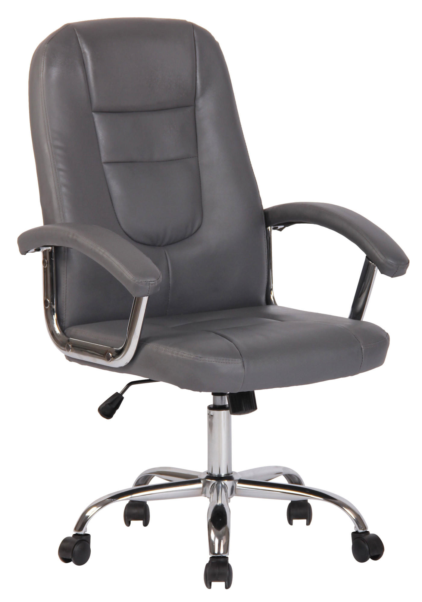 DREHSTUHL Lederlook Grau - Chromfarben/Grau, Textil/Metall (66/106/70cm) - CLP