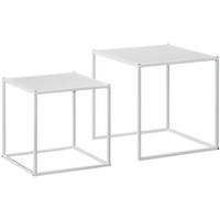COUCHTISCH-SET 40/40 cm & 35/35 cm aus Stahl in Weiß, 2-teilig - Weiß, Metall (40/40/40cm) - BEAOK