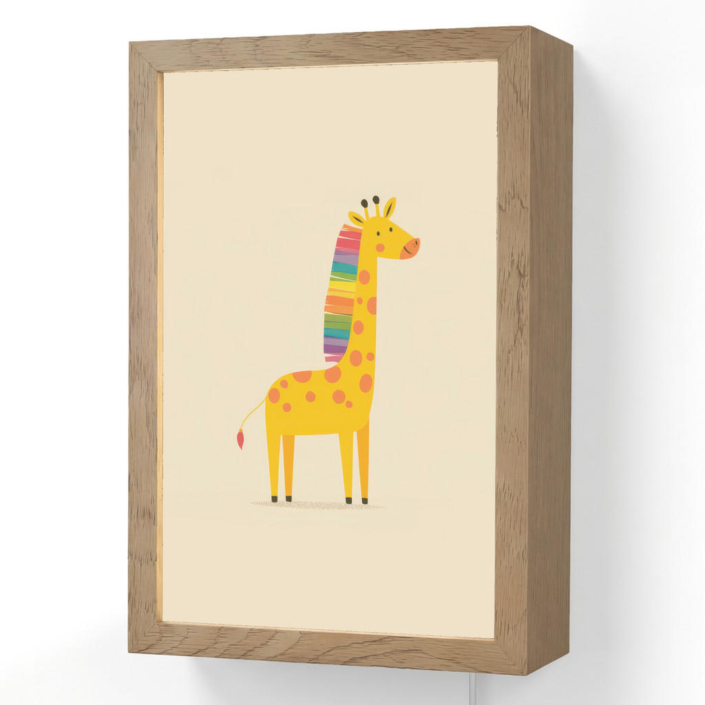 OnlyWow NÁSTĚNNÁ LAMPA Žirafa - Duhová hříva - béžová 20x30 cm